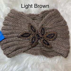 Knitted Headwrap Ear Warmer with Beaded Bling